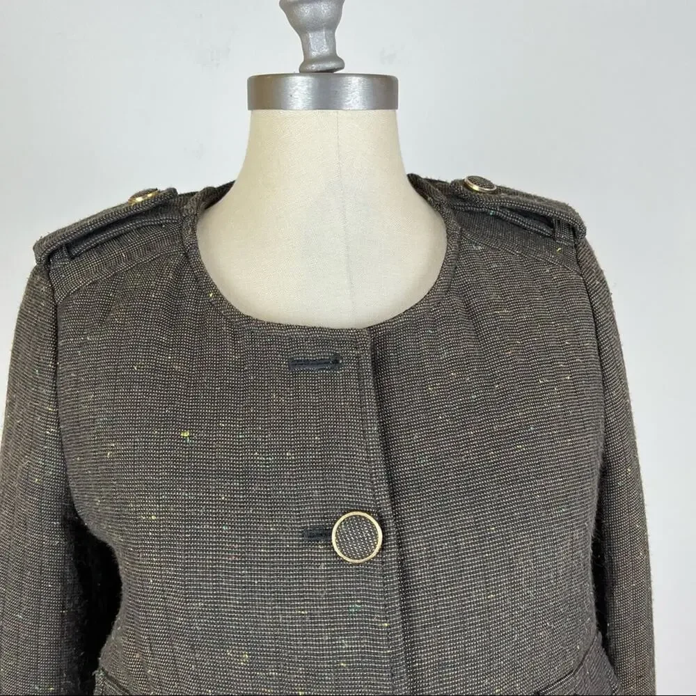 Anthropologie Cartonnier Brown Quilted Front Jacket Size 4